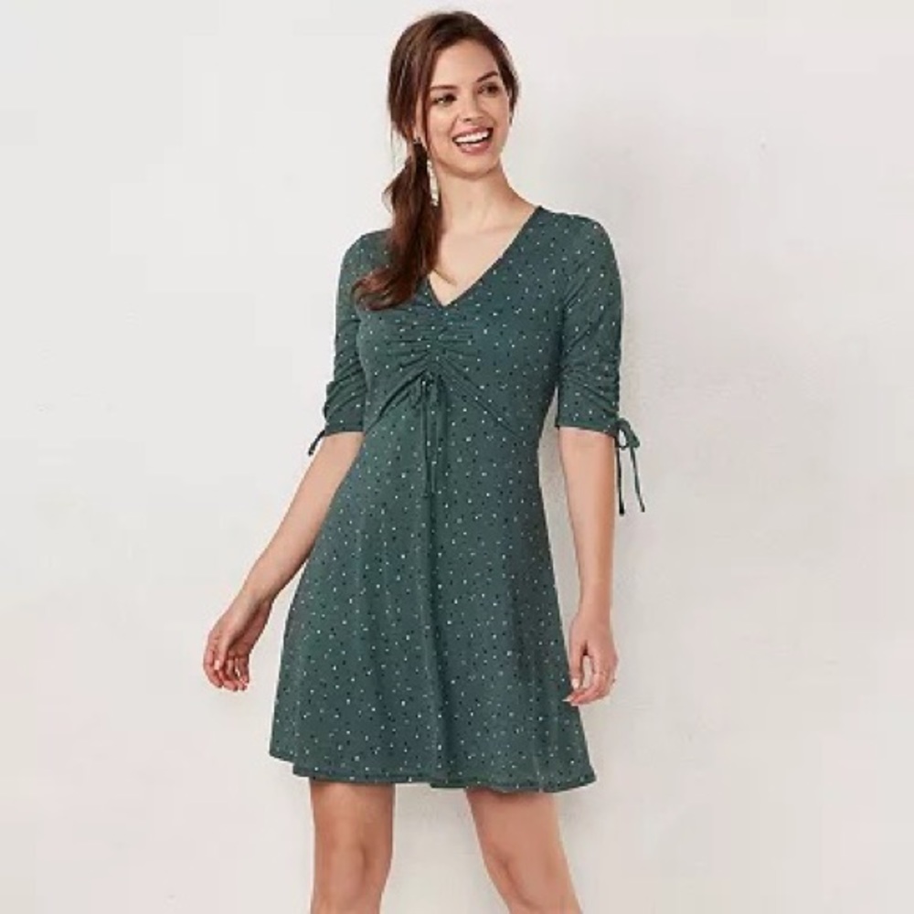 LC Lauren Conrad Print Fit & Flare Dress - BLACK AND WHITE FLORAL PRINT